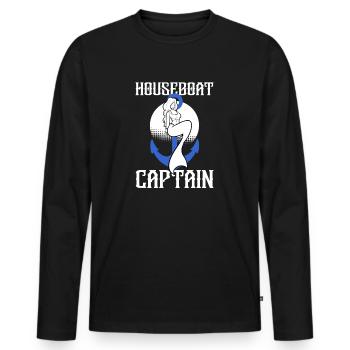 Houseboat Captain Hausboot Kapitän Meerjungfrau - Männer Premium Bio Langarmshirt - Schwarz - Vorne - Nico (187cm)