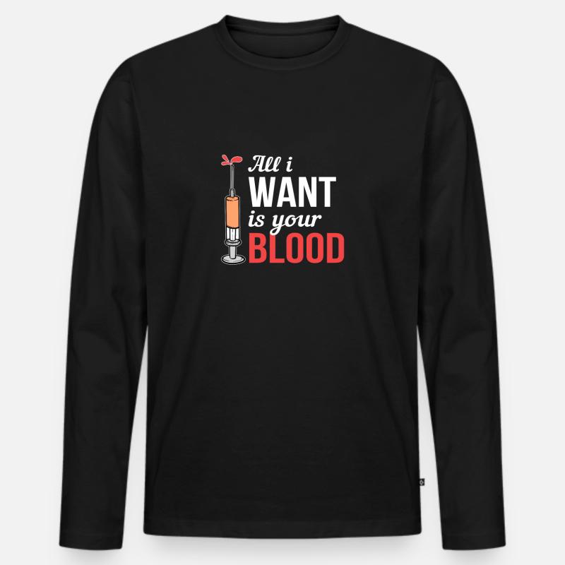 Blutspende Blutspender Krankenschwester Doktor - Männer Premium Bio Langarmshirt - Schwarz