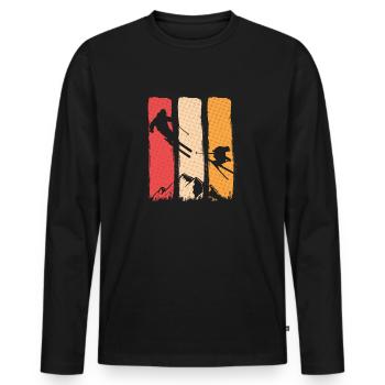 Vintage Ski Retro Skifahrer Skifahren Skilehrer - Männer Premium Bio Langarmshirt - Schwarz - Vorne - Nico (187cm)
