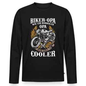Motorrad Opa Biker Cooler Rentner Geschenk - Männer Premium Bio Langarmshirt - Schwarz - Vorne - Nico (187cm)