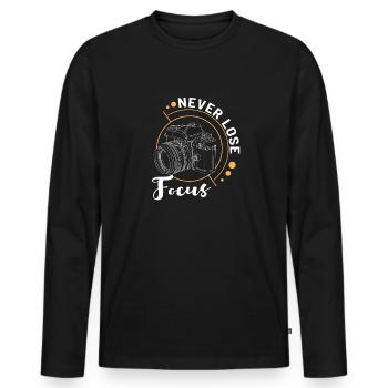 Never Lose Focus Fotograf Fotoapparat Geschenk - Männer Premium Bio Langarmshirt - Schwarz - Vorne - Nico (187cm)