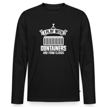 DevOps IT Phrases Design - T-shirt manches longues Premium bio Homme - noir - Devant - Nico (187cm)