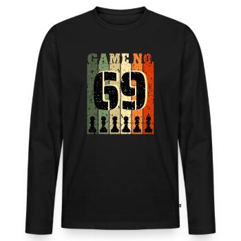 Les échecs 69 ans cadeau d’anniversaire - T-shirt manches longues Premium bio Homme - noir - Devant - Nico (187cm)