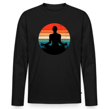 Yoga Retro Pose - Men's Premium Organic Long Sleeve Shirt - black - Front - Nico (187cm)