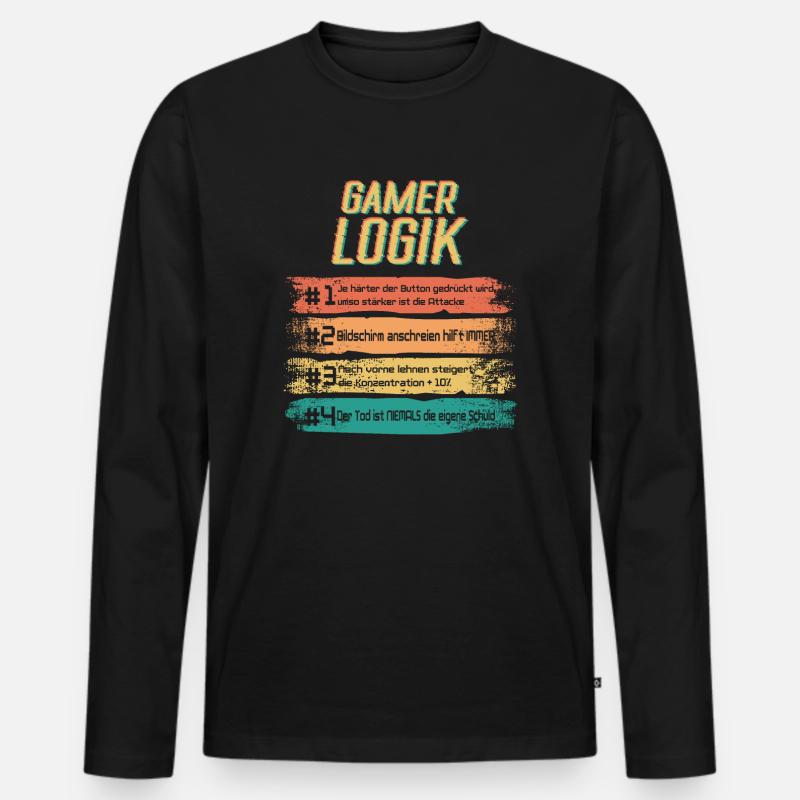Gamer Logik PS 5 Computer PC Controller Zocker - Männer Premium Bio Langarmshirt - Schwarz
