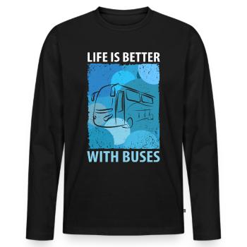 Bus Chauffeur de bus Autobus scolaire Chauffeur de bus - T-shirt manches longues Premium bio Homme - noir - Devant - Nico (187cm)