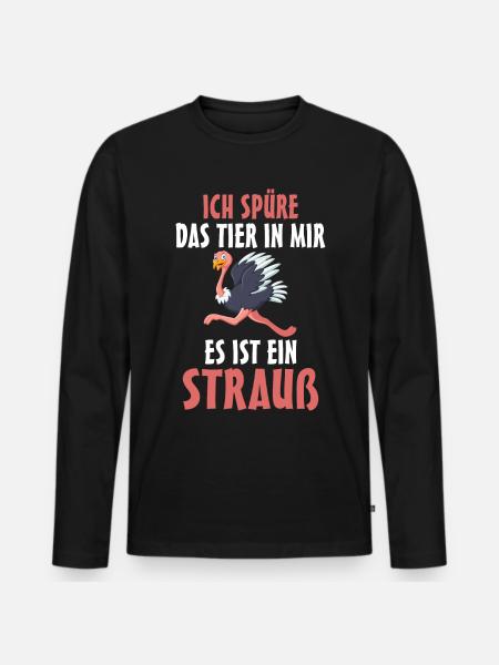 Strauß - Männer Premium Bio Langarmshirt - Schwarz