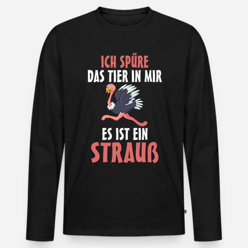 Strauß - Männer Premium Bio Langarmshirt - Schwarz