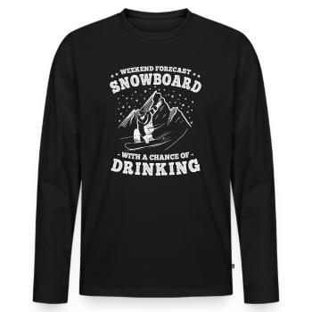 Prévisions de fin de semaine Snowboard et consommation d’alcool - T-shirt manches longues Premium bio Homme - noir - Devant - Nico (187cm)