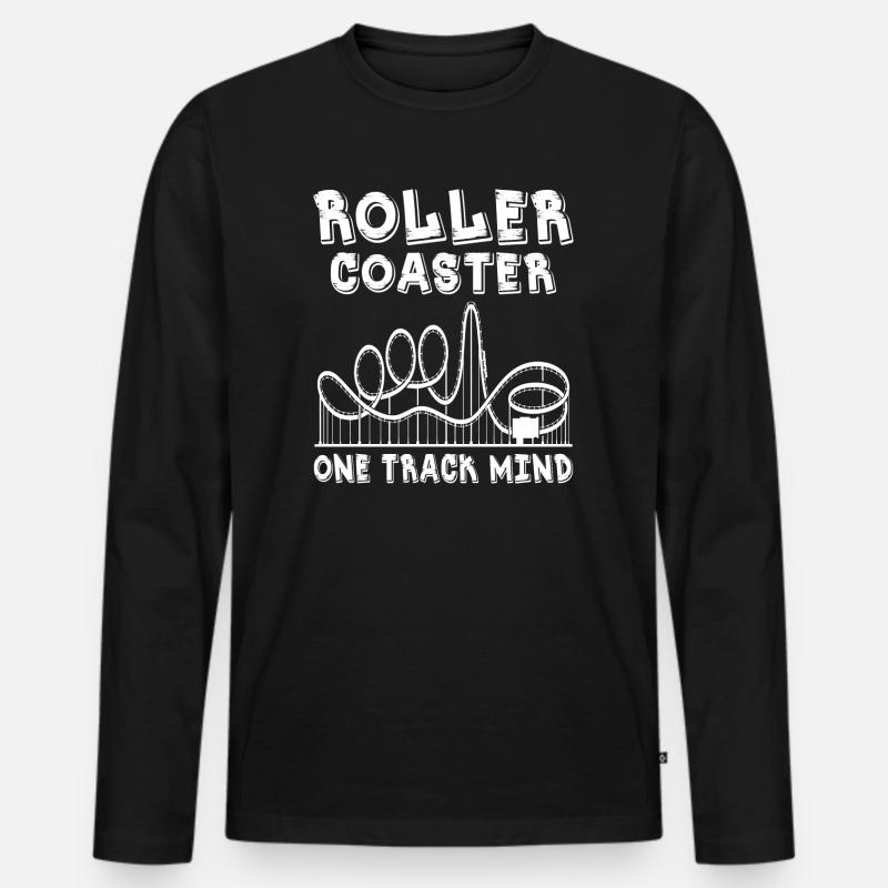 Roller Coaster One Track Mind - Männer Premium Bio Langarmshirt - Schwarz
