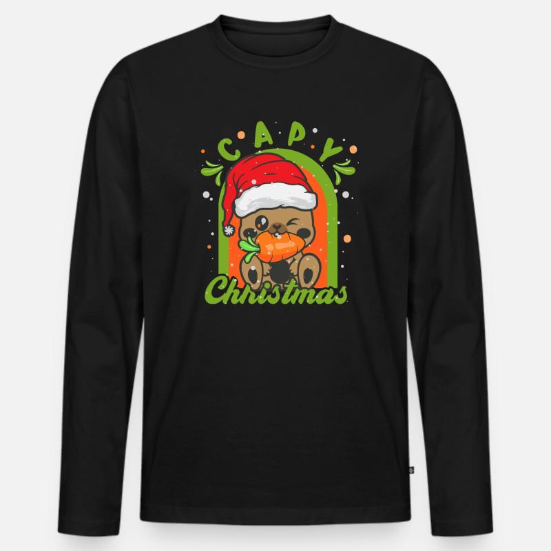 Capybara Weihnachtsbaum Weihnachtsmann - Männer Premium Bio Langarmshirt - Schwarz