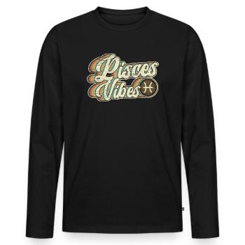 Fische Astrologie Sternbild Horoskop Tierkreis - Männer Premium Bio Langarmshirt - Schwarz - Vorne - Nico (187cm)