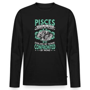 Fische Astrologie Sternbild Horoskop Tierkreis - Männer Premium Bio Langarmshirt - Schwarz - Vorne - Nico (187cm)