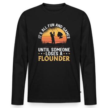 Flounder Fishing Fishing Catcher Summer Flounder - Men's Premium Organic Long Sleeve Shirt - black - Front - Nico (187cm)
