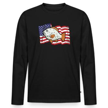 Flounder Fishing Fishing Catcher Summer Flounder - Men's Premium Organic Long Sleeve Shirt - black - Front - Nico (187cm)