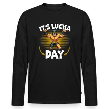 Lucha Libre Wrestler Lutte Mexicaine Luchador - T-shirt manches longues Premium bio Homme - noir - Devant - Nico (187cm)