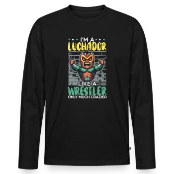 Lucha Libre Wrestler Mexican Wrestling Luchador - Männer Premium Bio Langarmshirt - Schwarz - Vorne - Nico (187cm)