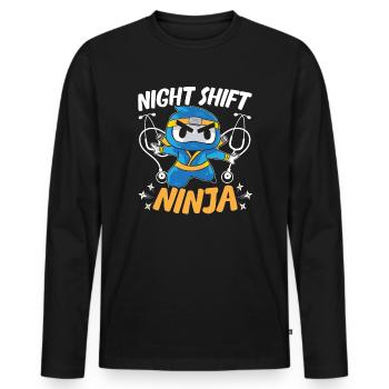 Nachtschicht-Angestellter Arzt Nachtschicht Ninja - Männer Premium Bio Langarmshirt - Schwarz - Vorne - Nico (187cm)