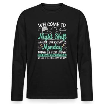 Infirmière de nuit Médecin de police - T-shirt manches longues Premium bio Homme - noir - Devant - Nico (187cm)