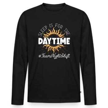 Infirmière de nuit, police, pompiers, brigade - T-shirt manches longues Premium bio Homme - noir - Devant - Nico (187cm)