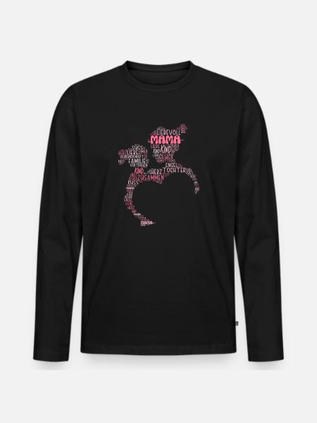 Partnerlook Mutter Tochter Familie Mama Tochter - Männer Premium Bio Langarmshirt - Schwarz