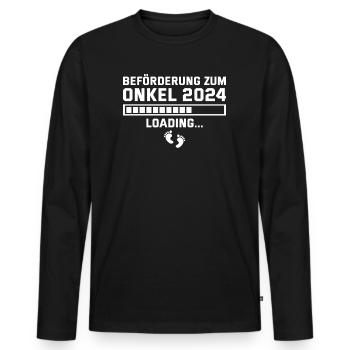 Beförderung zum Onkel 2024 lädt - Männer Premium Bio Langarmshirt - Schwarz - Vorne - Nico (187cm)