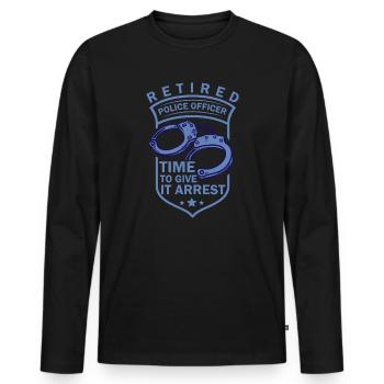 Retired Police Officer Police Retiree - Men's Premium Organic Long Sleeve Shirt - black - Front - Nico (187cm)
