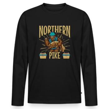 Brochet Pêcheur D’eau Douce Bigfoot Pêcheur - T-shirt manches longues Premium bio Homme - noir - Devant - Nico (187cm)