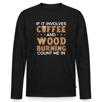Wood-burning pyrography master carpenter - Men's Premium Organic Long Sleeve Shirt - black - Front - Nico (187cm)