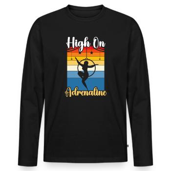 Trapéziste rétro Artiste de cirque Acrobaties - T-shirt manches longues Premium bio Homme - noir - Devant - Nico (187cm)