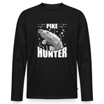 Pike Fishing Fishing Pike Fisherman Angler - Men's Premium Organic Long Sleeve Shirt - black - Front - Nico (187cm)