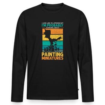 Peinture Miniature Miniaturiste Miniaturiste Chevalier Miniaturiste - T-shirt manches longues Premium bio Homme - noir - Devant - Nico (187cm)