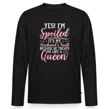 Valentine's Day Gift Wife Girlfriend February 14 - Men's Premium Organic Long Sleeve Shirt - black - Front - Nico (187cm)
