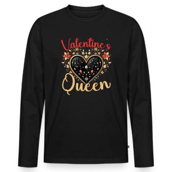 Valentine's Day Gift Wife Girlfriend February 14 - Men's Premium Organic Long Sleeve Shirt - black - Front - Nico (187cm)