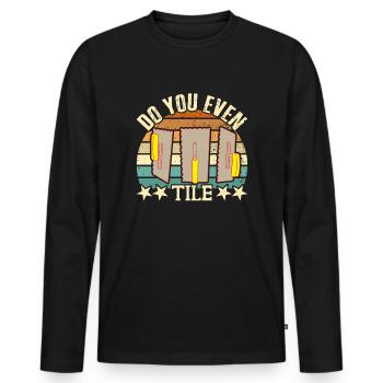 Beruf Bester Fliesenleger Geschenk-Idee - Männer Premium Bio Langarmshirt - Schwarz - Vorne - Nico (187cm)