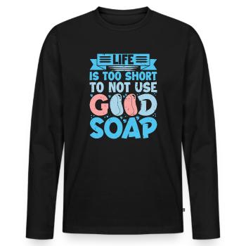 Homemade Soap House-Wife Hobby Crafting - Men's Premium Organic Long Sleeve Shirt - black - Front - Nico (187cm)