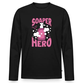 Homemade Soap House-Wife Hobby Crafting - Men's Premium Organic Long Sleeve Shirt - black - Front - Nico (187cm)