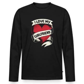 February 14 Valentine's Day Gift GirlfriendLove - Men's Premium Organic Long Sleeve Shirt - black - Front - Nico (187cm)