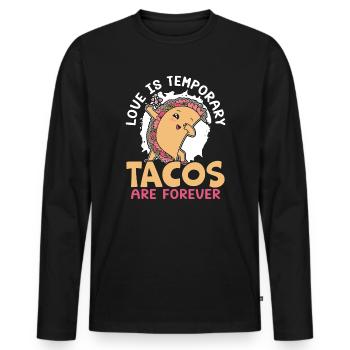 February 14 Valentine's Day Mexican Taco Eater - Men's Premium Organic Long Sleeve Shirt - black - Front - Nico (187cm)