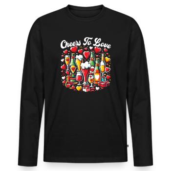 February 14 Valentine's Day Beer Drinker Alcohol - Men's Premium Organic Long Sleeve Shirt - black - Front - Nico (187cm)