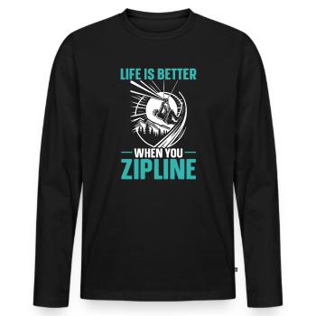 Zipline Lover Zipliner Extreme Adventure High Wire - Men's Premium Organic Long Sleeve Shirt - black - Front - Nico (187cm)