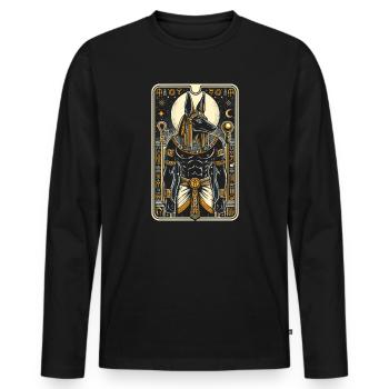 Anubis Dieu égyptien Mythologie Egypte Pharaon - T-shirt manches longues Premium bio Homme - noir - Devant - Nico (187cm)