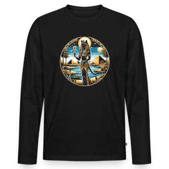 Bastet Katzengöttin Ägypten Ägyptische Mythologie - Männer Premium Bio Langarmshirt - Schwarz - Vorne - Nico (187cm)