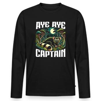 Aye Aye Lemur Süsser Affe Madagaskar - Männer Premium Bio Langarmshirt - Schwarz - Vorne - Nico (187cm)