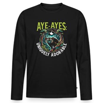 Aye Aye Lemur Süsser Affe Madagaskar - Männer Premium Bio Langarmshirt - Schwarz - Vorne - Nico (187cm)