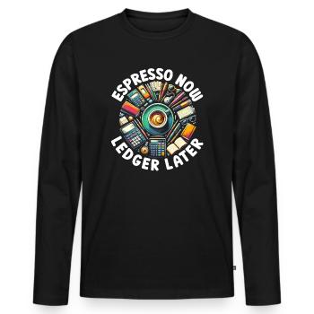 Accountant Controller Accounting Coffee - Men's Premium Organic Long Sleeve Shirt - black - Front - Nico (187cm)