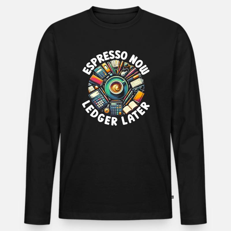 Comptable Contrôleur Comptabilité Café - T-shirt manches longues Premium bio Homme - noir
