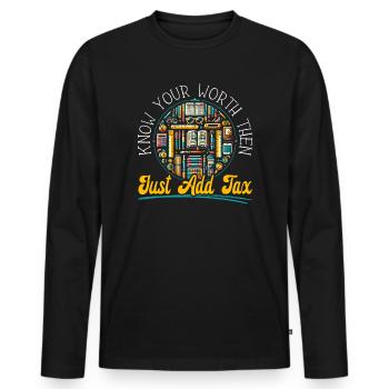 Comptable Contrôleur Comptable Conseiller Fiscal - T-shirt manches longues Premium bio Homme - noir - Devant - Nico (187cm)
