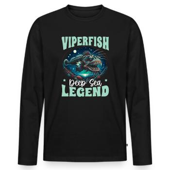 Effrayant, Mer profonde, Vipère, Pêcheur, Biologiste marin - T-shirt manches longues Premium bio Homme - noir - Devant - Nico (187cm)