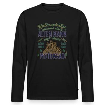 Lustiger Motorrad Spruch Alter Mann Vintage - Männer Premium Bio Langarmshirt - Schwarz - Vorne - Nico (187cm)